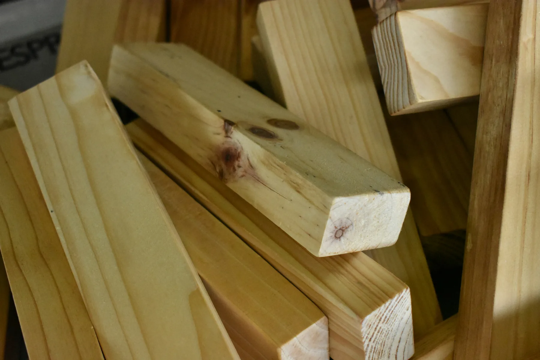 Stack of unfinished wooden blocks